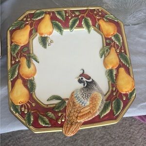 Fitz and Floyd Elegant White Square Plate